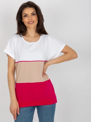 Basic white and fuchsia cotton blouse