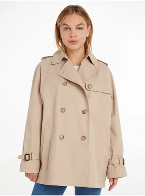Beige women's short trench coat Tommy Hilfiger