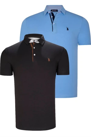 DUAL SET T8582 DEWBERRY MENS T-SHIRT-BLACK-LIGHT BLUE