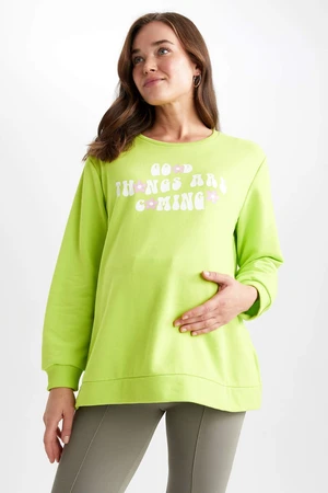 DEFACTO Regular Fit Slogan Printed Maternity Sweatshirt