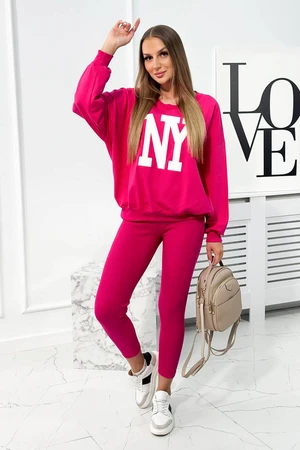 Cotton set sweatshirts + fuchsia leggings