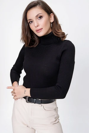 By Saygı Turtleneck Lycra Acrylic Knitwear Sweater Wide Size Range Saks