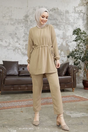 InStyle Lefiya Tunnel Two Piece Set With Belt - Beige