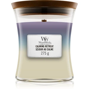 Woodwick Trilogy Calming Retreat vonná sviečka s dreveným knotom 275 g