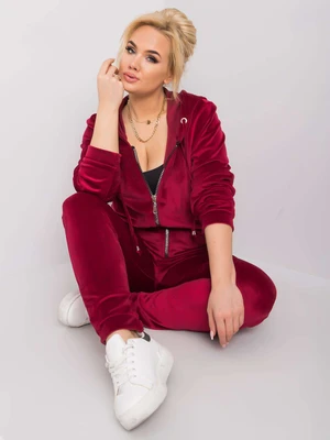 Burgundy velour set plus sizes