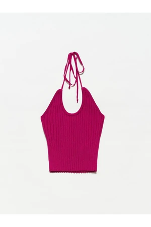 Dilvin 10204 Cross-laced Knitwear Singlet-raspberry