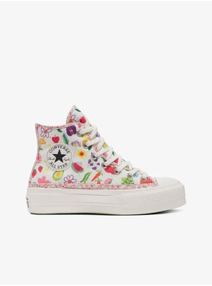 White Women Patterned Ankle Sneakers Converse Chuck Taylor All St - Ladies