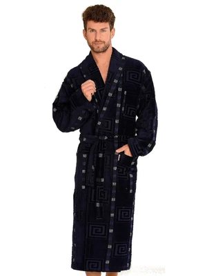 Bathrobe De Lafense 803 M-2XL men's navy blue-greek 091