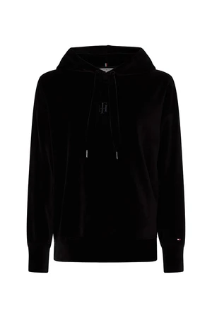 Tommy Hilfiger Mikina - RELAXED VELVET HOODIE čierna