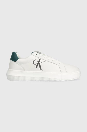 Kožené sneakers boty Calvin Klein Jeans CHUNKY CUPSOLE LACEUP LTH MIX bílá barva, YM0YM00775