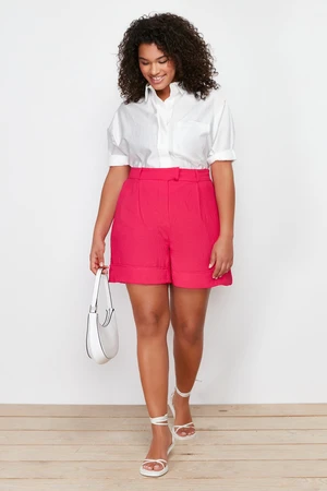 Trendyol Curve Pink Pleated Woven Shorts