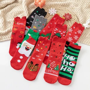 Christmas cartoon animal socks Santa Claus Snow Elk snowman Christmas tree socks Fun socks Cute family children Christmas gifts