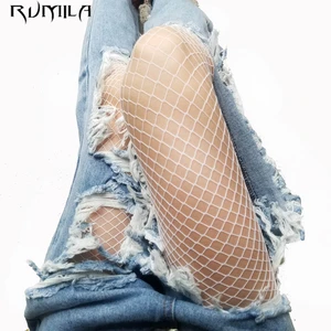 Fashion Women White Medium Grid High Waist Stocking Fishnet Club Tights Panty Knitting Net Pantyhose Trouser Mesh Lingerie TT016