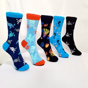 Autumn and Winter Ocean Series Women's Socks Cute Cartoon Shark Turtle Happy Japanese Harajuku Funny Female Socks Christmas Gift