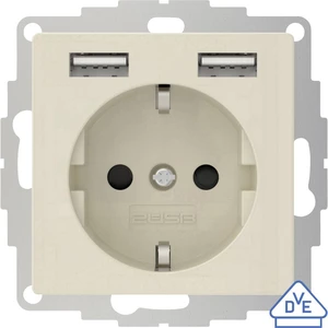 2USB 2U-449290  zásuvka do steny  VDE, s USB, detská ochrana IP20 krémovo biela, trblietavý efekt