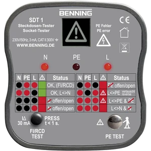 Benning SDT 1 tester zásuviek  CAT III 300 V LED, LCD