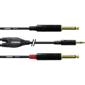 Cordial  audio káblový adaptér [1x jack zástrčka 3,5 mm - 2x jack zástrčka 6,35 mm] 0.90 m čierna