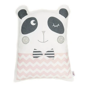 Ružový detský vankúšik s prímesou bavlny Mike & Co. NEW YORK Pillow Toy Panda, 25 x 36 cm