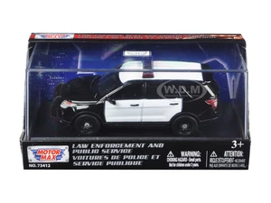 2015 Ford Police Interceptor Utility Plain Black and White 1/43 Diecast Model Car by Motormax