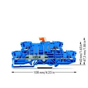 Dvojitá oddělovací svorka WAGO 2002-2974, osazení: N, N, pružinová svorka, 5.20 mm, modrá, 50 ks