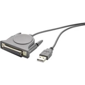 USB paralelní kabel Renkforce 1x USB 1.1 zástrčka ⇔ 1x D-SUB zásuvka 25pol. 1.80 m šedá