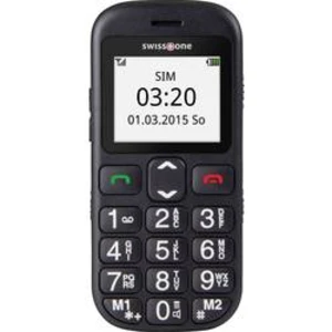 Swisstone BBM 320c telefon pro seniory nabíjecí stanice, tlačítko SOS černá