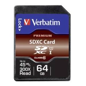 Paměťová karta SDXC, 64 GB, Verbatim Premium 44024, Class 10, UHS-I