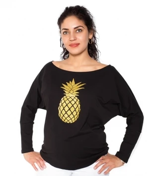 Be MaaMaa Těhotenská mikina, triko Ananas - černé, vel. XS, vel. XL (42)