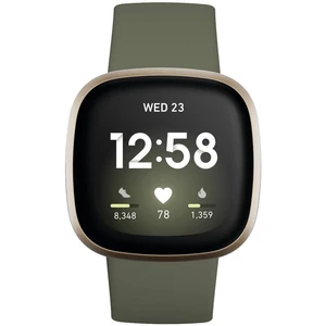 Inteligentné hodinky Fitbit Versa 3 - Olive Green/Soft Gold Aluminum (FB511GLOL) inteligentné hodinky • 1,58" OLED displej • dotykové a tlačidlové ovl