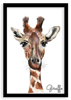 Plakát v rámu, Giraffe - černý rámeček, 30x40 cm