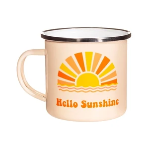 Oranžovo-biely smaltovaný hrnček Sass & Belle Hello Sunshine, 350 ml