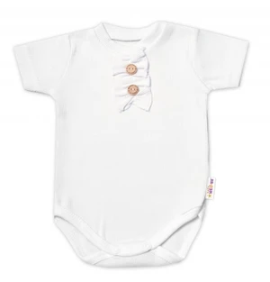 Baby Nellys Kojenecké žebrované body s knoflíčky kr. rukáv, Girl - bílé, vel. 80 (9-12m)