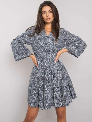 Navy blue dress with small patterns