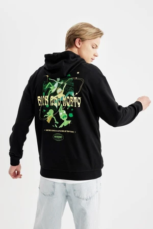 DEFACTO Rick And Morty Boxy Fit Hooded Sweatshirt