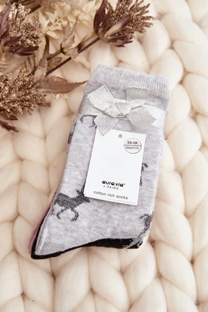 Women's Christmas Socks 3-Pack Grey and Black