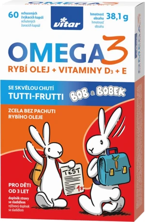 VITAR KIDS Omega 3 + Vitamín D + Vitamín E 60 kapsúl