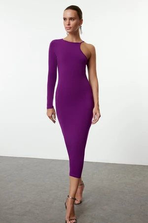 Trendyol Plum Body-Fitting Single Sleeve Knitted Dress