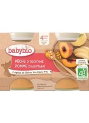 BABYBIO ovocný príkrm broskyňa, jablko 2 x 130 g