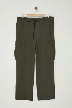 Trendyol Khaki Plus Size Wide Leg/Wide Cut Cargo Pocket Sweatpants