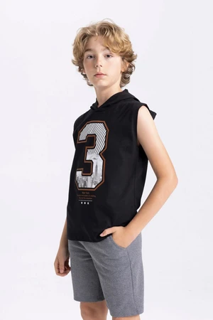 DEFACTO Boy's Hooded Printed Undershirt