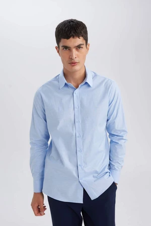 DEFACTO Modern Fit Polo Collar Poplin Long Sleeve Shirt