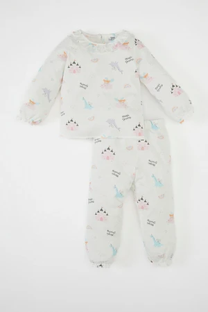 DEFACTO Baby Girl Patterned Long Sleeve Cotton Pajama Set