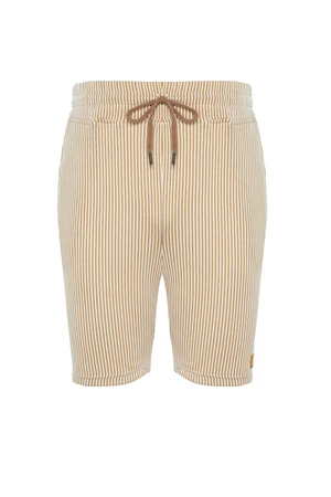 Trendyol Beige Striped Regular Cut Shorts