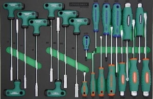 Modul - ruční nářadí - šroubováky, nástrčné klíče s T rukojetí, 21 ks - JONNESWAY D71121SV