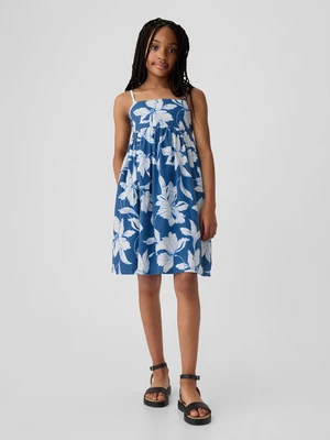 Blue Girly Floral Linen Dress GAP