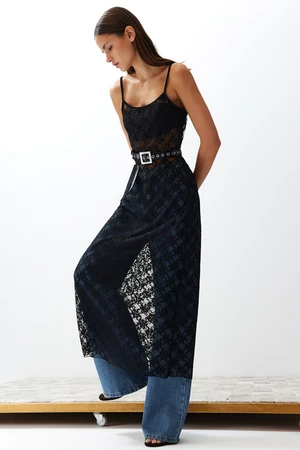 Trendyol Black Lace Strap-fitting Flexible Knitted Maxi Pencil Dress