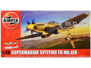 Level 2 Model Kit Supermarine Spitfire FR Mk.XIV Fighter Aircraft with 2 Scheme Options 1/48 Plastic Model Kit by Airfix