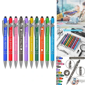 1Set Office Inspirational Quotes Snarky Screen Touch Stylus Pen Encouraging Scriptures Black Ink , A