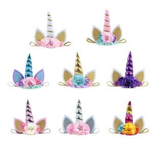 Yundfly New 10pcs/lot Unicorn Horn Headband Kids Birthday Gifts Unicorn Baby Girls Hairbands Party Supplies Photography Props