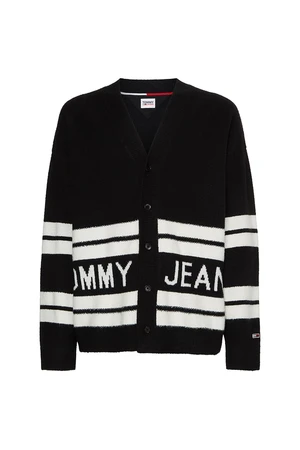 Tommy Jeans Kardigán - TJM STRIPE GRAPHIC CARDIGAN čierny